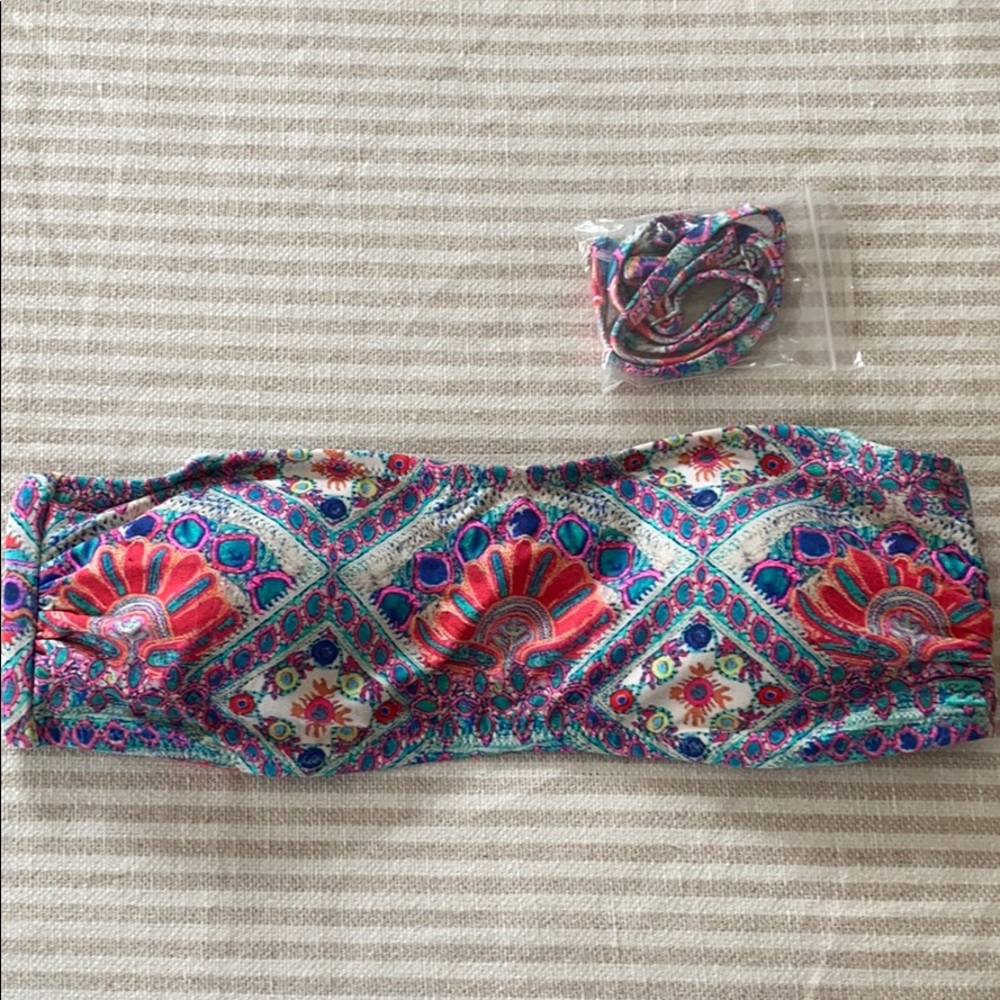 Paisley bandeau swim top with straps